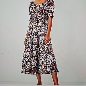 COPY - Ann Tylor Short Sleeve floral Dress size 10P midi dress